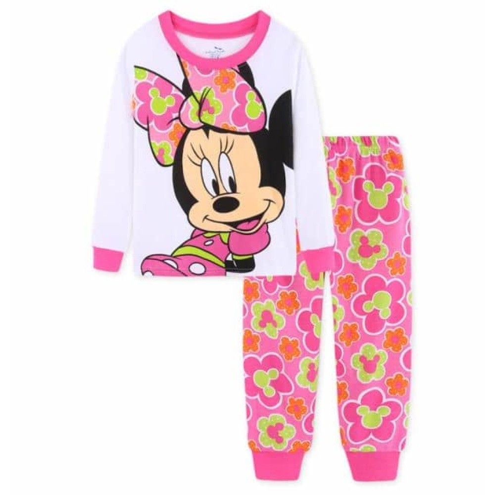 Zweiteiliger langärmeliger Pyjama mit Minnie-Print in rosa und weiß
