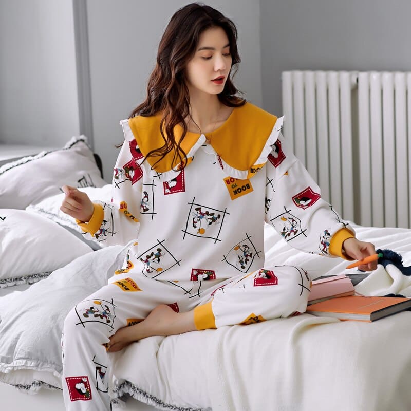 Qixiu Satin-Pyjama Für Damen - Bequemer 2-teiliger Schlafanzug Mit Langarm