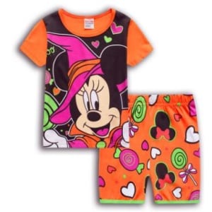 Sommerpyjama T-Shirt und Shorts mit Minnie-Motiv in orange und grün