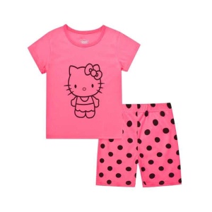 Sommerpyjama mit T-Shirt mit Hello Kitty-Muster und Shorts in modischem Rosa und Schwarz