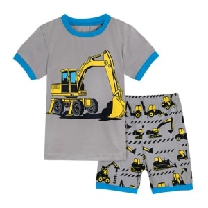 Pyjama mit T-Shirt und Shorts in Grau mit Traktor-Motiv für Jungen