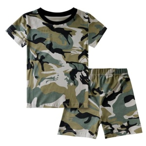 Modischer T-Shirt-Pyjama und Shorts in Camouflage-Optik für Jungen, grün, bewaffnet, sehr hohe Qualität