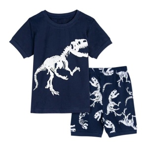 Pyjama T-Shirt Polo und Shorts blau mit Dinosaurier-Motiv sehr hohe Qualität in Mode