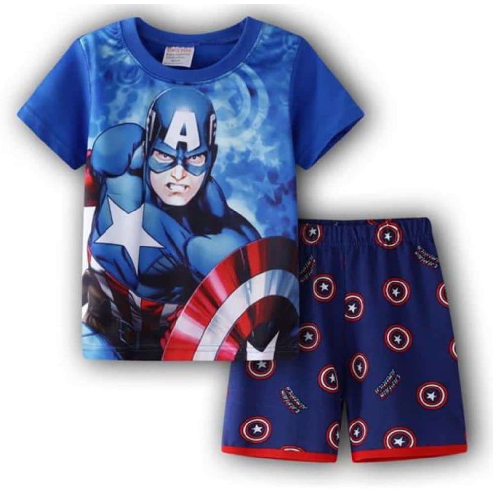 Captain America Sommerpyjama aus blauer Baumwolle in sehr hoher modischer Qualität