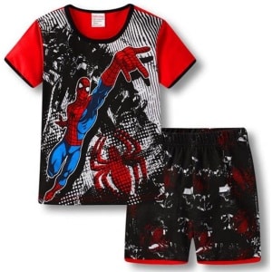 Schwarzer Spiderman-Sommerpyjama aus Baumwolle für modische Jungen in sehr hoher Qualität