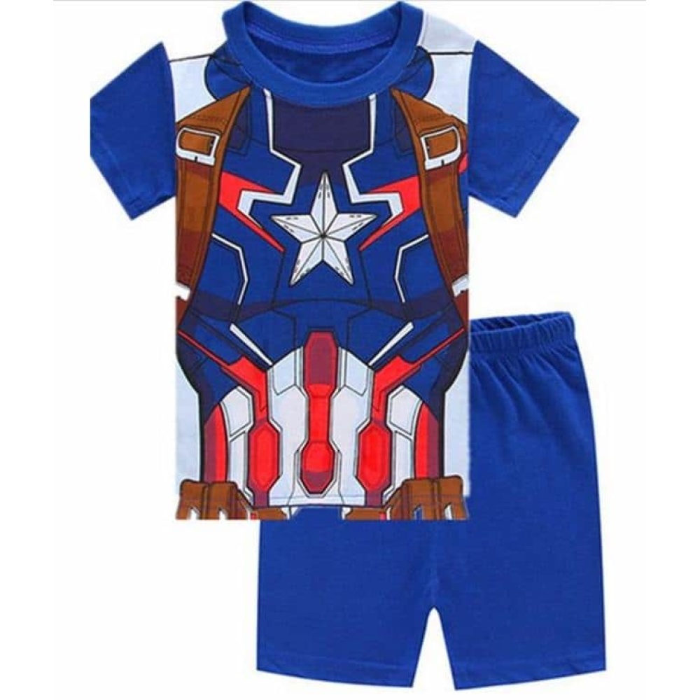 Blauer Captain America Sommerpyjama aus Baumwolle für Jungen, sehr hohe Qualität, modisch