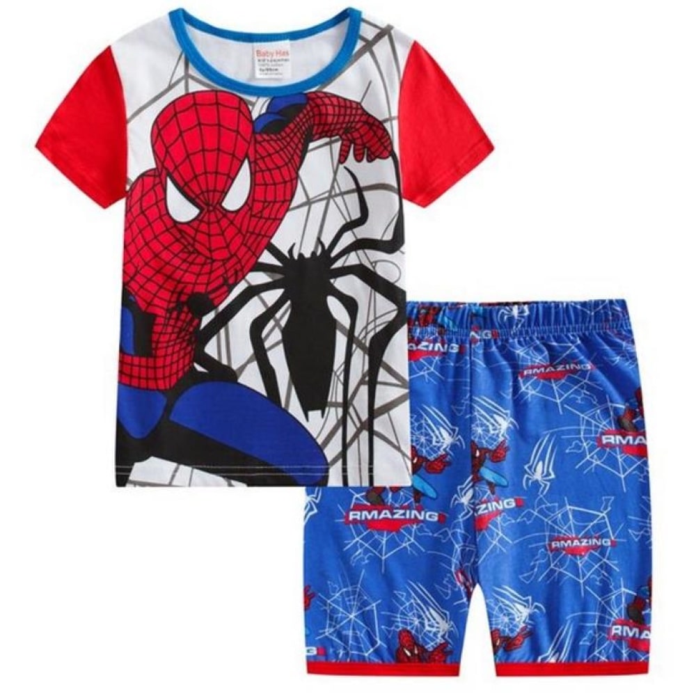 Zweiteiliger Sommerpyjama mit Spiderman-Motiv aus sehr hochwertiger, modischer Baumwolle