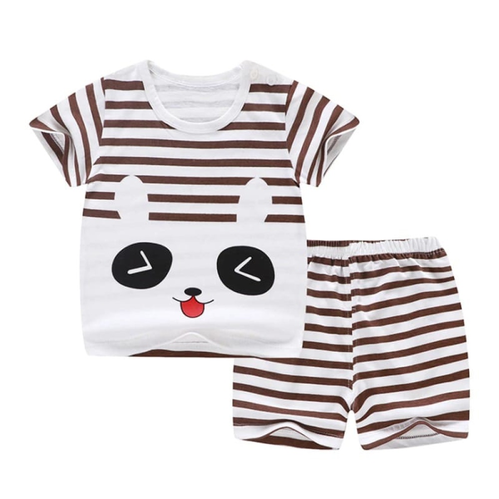 Modischer kurzärmeliger Baumwollpyjama mit schwarz-weiß gestreiftem Panda-Muster