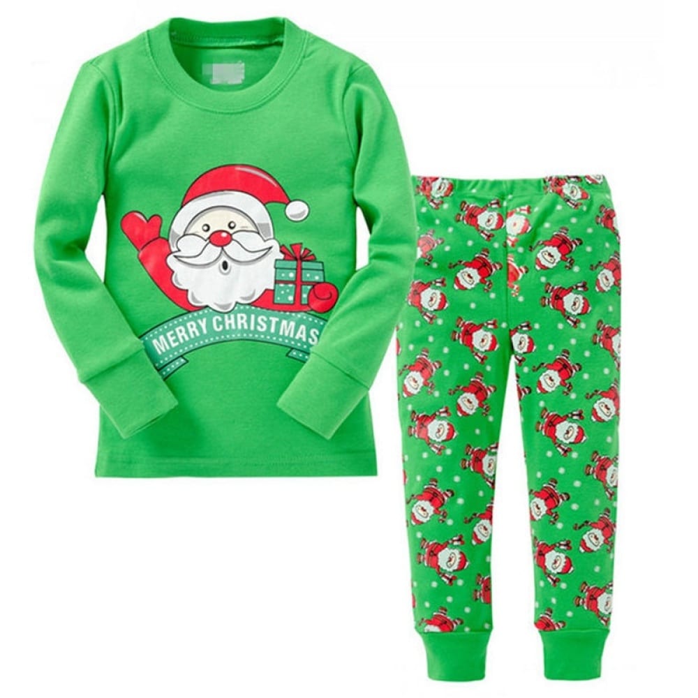 Grüner Pyjama mit Weihnachtsmann für modische Kinder