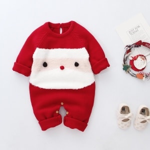 Modische Weihnachtsanzüge für Neugeborene von 0-24M Jungen und Mädchen in Rot und Weiß