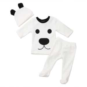 Fleece-Set mit Bärenmotiv für Neugeborene in modischem Weiß, sehr hohe Qualität