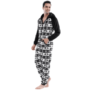 Schwarzer Pyjamaanzug mit Flanelldruck für Herren, sehr modisch, sehr hohe Qualität