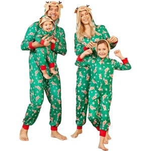 Grüner Overall-Pyjama für die ganze Familie komplett, sehr modisch, gute Qualität