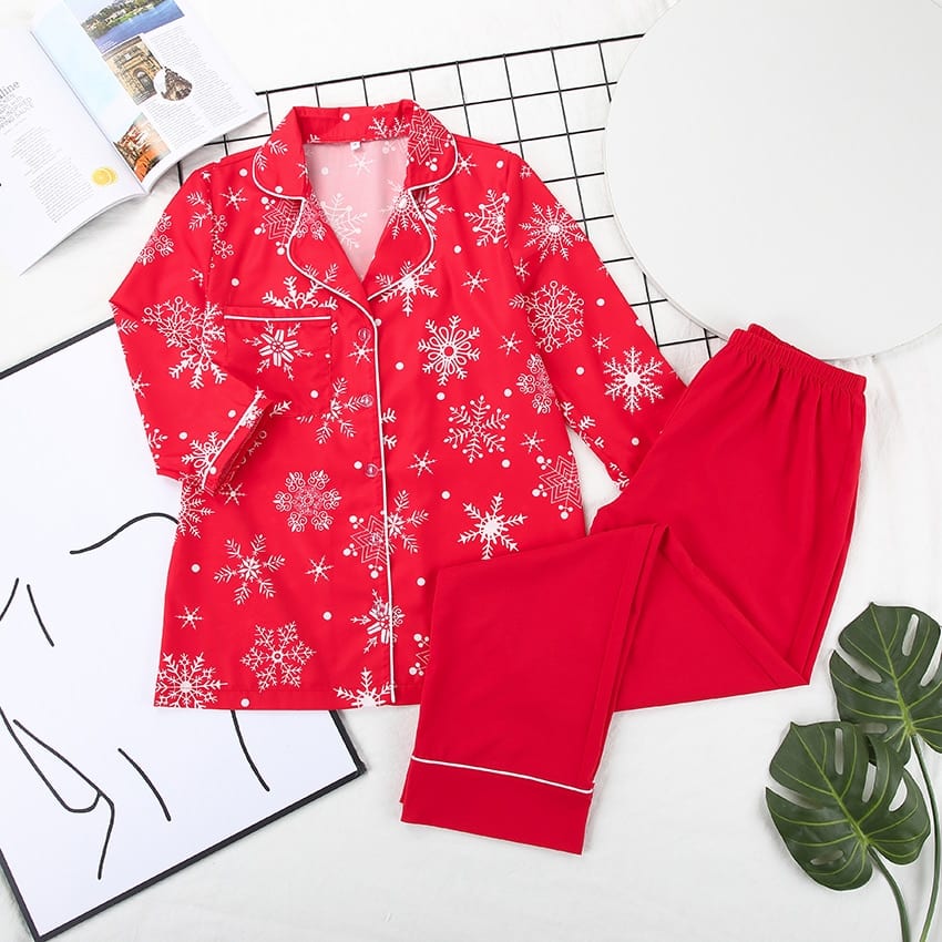 Weihnachtspyjama Damen Set - Rentier Design Mit Weste & Shorts