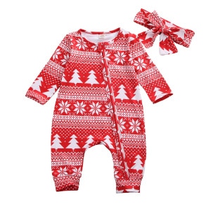 Roter Weihnachtspyjama für Mädchen 12-18 Monate mit vollem Bandana, modisch, sehr hohe Qualität