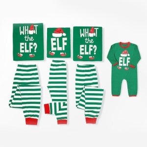Passender Weihnachtself-Pyjama für die ganze Familie in modischem Grün in sehr hoher Qualität