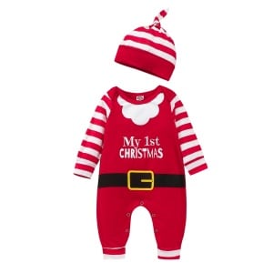 Modische langärmelige Weihnachtskleidung für Baby Mädchen und Jungen in Rot