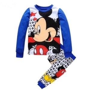 Pyjama aus Baumwolle mit Mickey auf blauem Hintergrund, modisch und sehr komfortabel