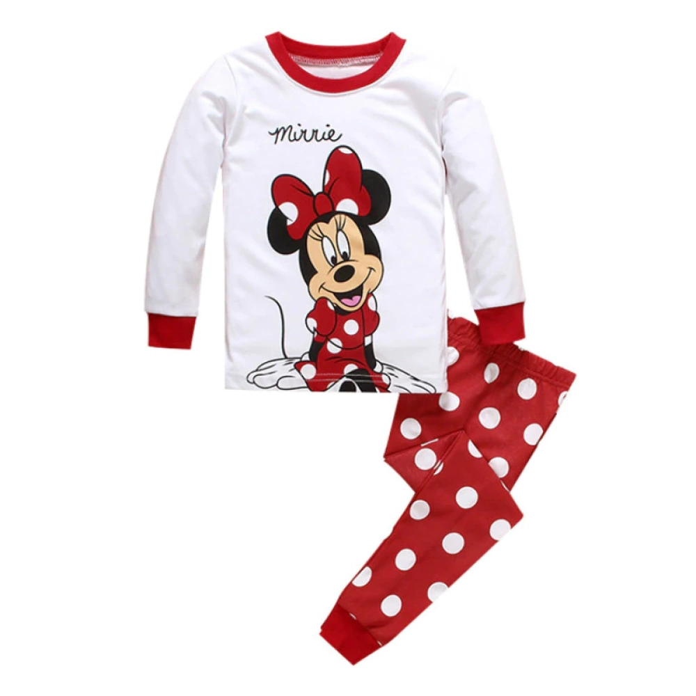 Pyjama-Set aus Baumwolle mit modischem Minnie-Motiv in Weiß und Rot