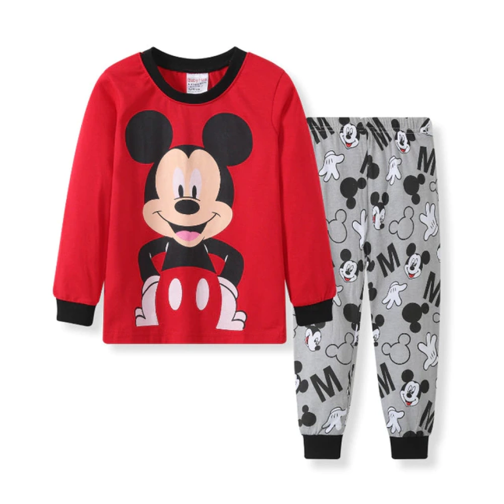 Modischer Baumwollpyjama mit Mickey Maus in rot und grau