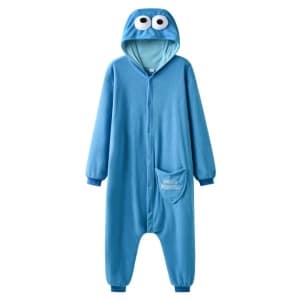 Modischer Monster Biscuit Pyjamaanzug mit Kapuze in blau