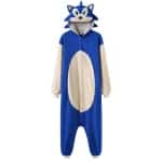 Modischer Sonic-Pyjama-Overall mit Kapuze in Blau und Weiß