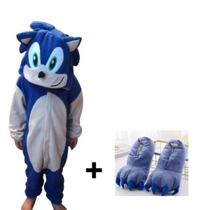 Sonic der Igel Kinderpyjamaanzug blau mit Hausschuh komplett