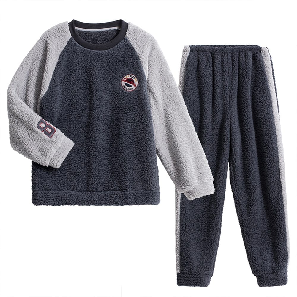 Herren Schlafanzug Korallen Samt - Warmes Pyjama Set Winter