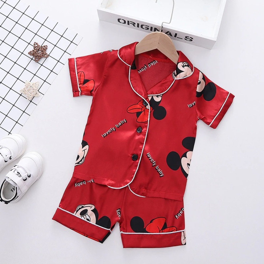 Disney Sommerpyjama für Kinder Mickey rot